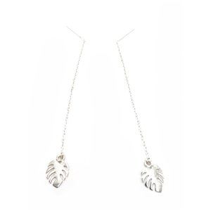 Sterling Silver Leaf Threader Earrings (Made in New York City)